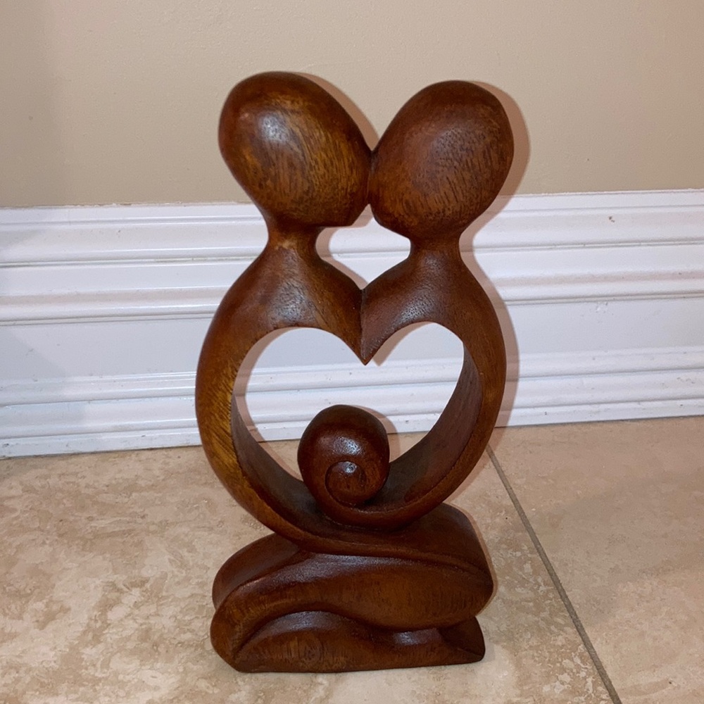 Love Midcentury Teak Wood Piece Figurine